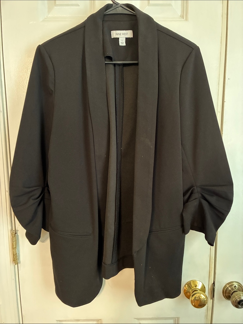 Nine West Black Shawl-Collar Open Front Blazer